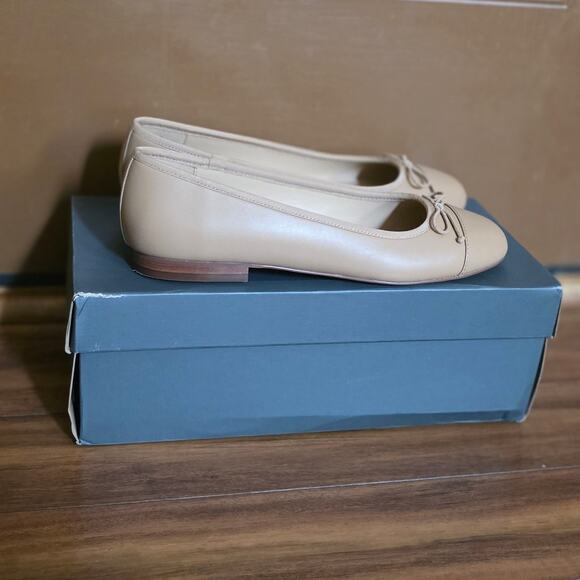 NEW Ann Taylor Missy Cap Toe Leather Ballet Flat - desert sand - 7.5 - 836015 - Picture 4 of 6